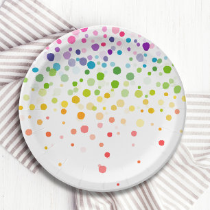 Colourful Watercolor Paint Splatter Celebrations Paper Plate
