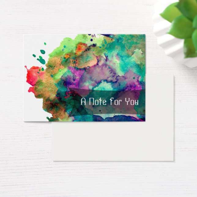Colourful Watercolor Paint Splatter Notes, Blank (Desk)