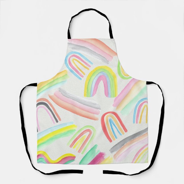Colourful Watercolor Paint Swatches Abstract Art Apron (Front)