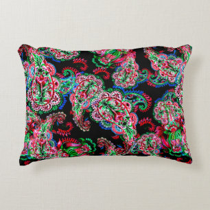 Colourful watercolor paisley floral illustration p accent pillow