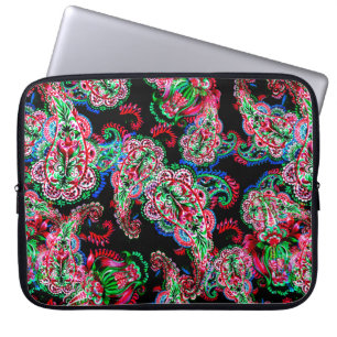 Colourful watercolor paisley floral illustration p laptop sleeve