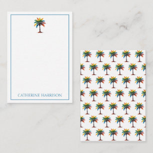 Colourful Watercolor Palm Tree Personalized Card