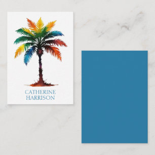 Colourful Watercolor Palm Tree Personalized Card
