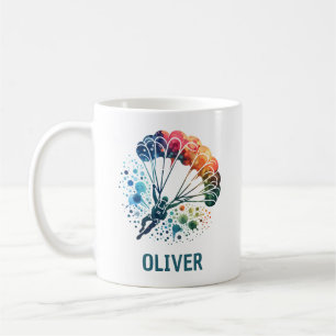 Colourful Watercolor Parachute Personalized Coffee Mug