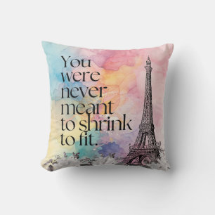 Colourful Watercolor Paris Eiffel Tower Quote Art Throw Pillow