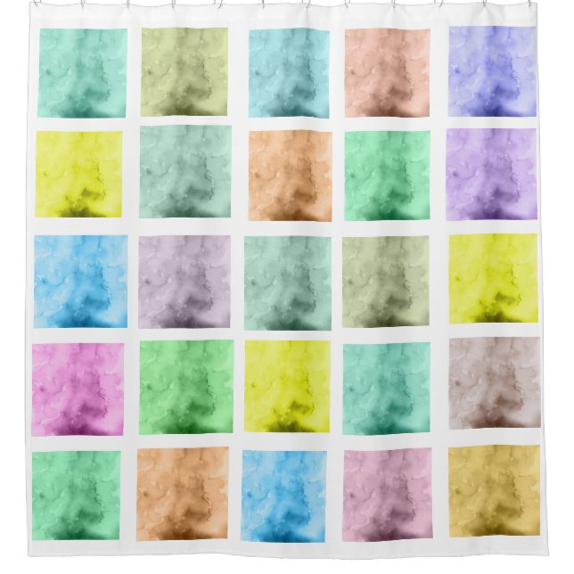 Colourful Watercolor Pattern Shower CurtainC (Front)