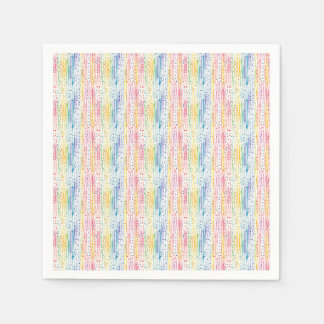Colourful Watercolor Pattern with Dots and Stripes Napkin