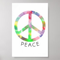 Colourful watercolor peace sign poster
