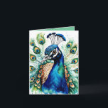 Colourful Watercolor Peacock Greeting Card<br><div class="desc">A fun, colourful and whimsical hand-drawn and painted watercolor Peacock. This cute greeting card is perfect for the bird lover in your life or for yourself. I hope it makes them happy . . . that is my goal and passion! ⭐You can be creative and customize all my designs by...</div>