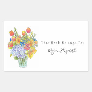 Colourful Watercolor, Pen & Ink Floral Bouquet Sticker