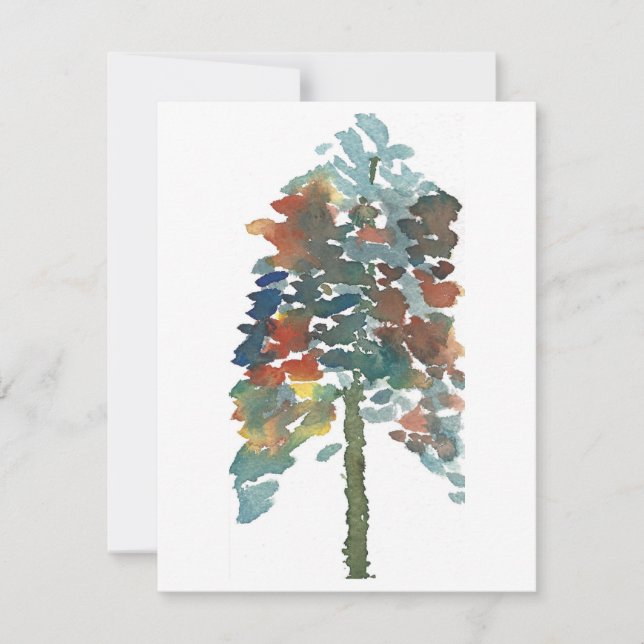 Colourful Watercolor Pine Tree Art Card (Front)