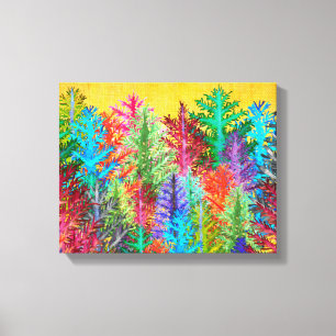 Colourful Watercolor Pine Trees Wrapped Canvas