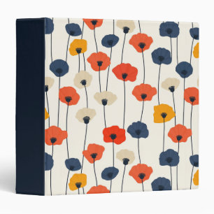 Colourful watercolor poppies pattern binder