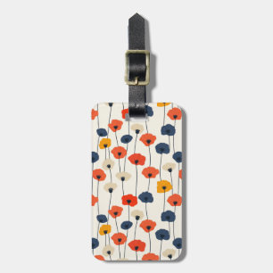 Colourful watercolor poppies pattern  luggage tag
