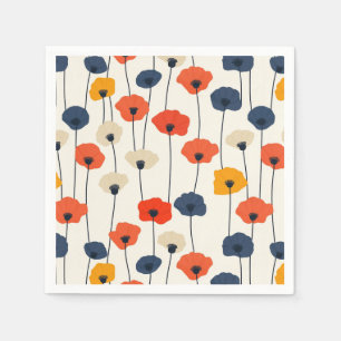 Colourful watercolor poppies pattern  napkin