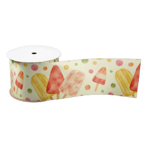Colourful Watercolor Popsicles Satin Ribbon