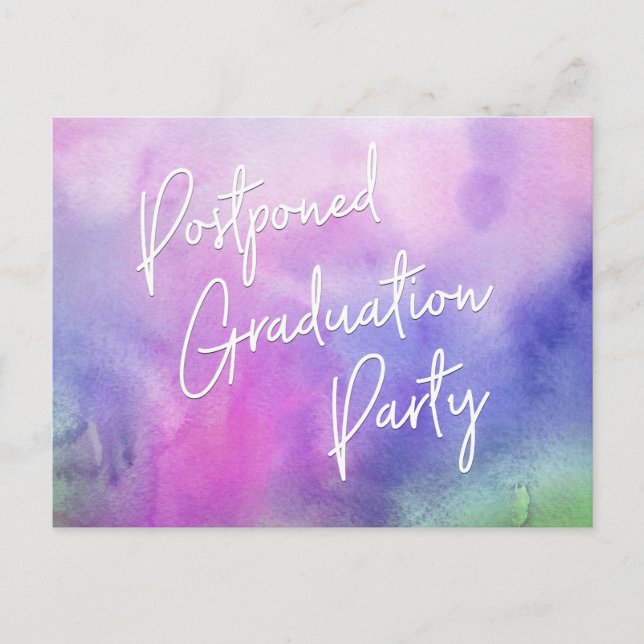 Colourful Watercolor Postponed Graduation Party Postcard (Front)