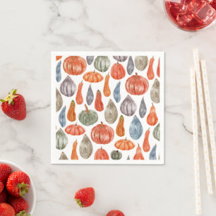 Colourful Watercolor Pumpkins Collection Napkin