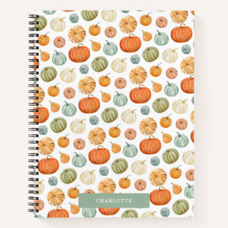 Colourful Watercolor Pumpkins Spiral Notebook
