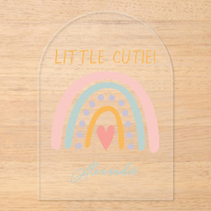 Colourful Watercolor Rainbow Illustrative Baby Sho Acrylic Invitations