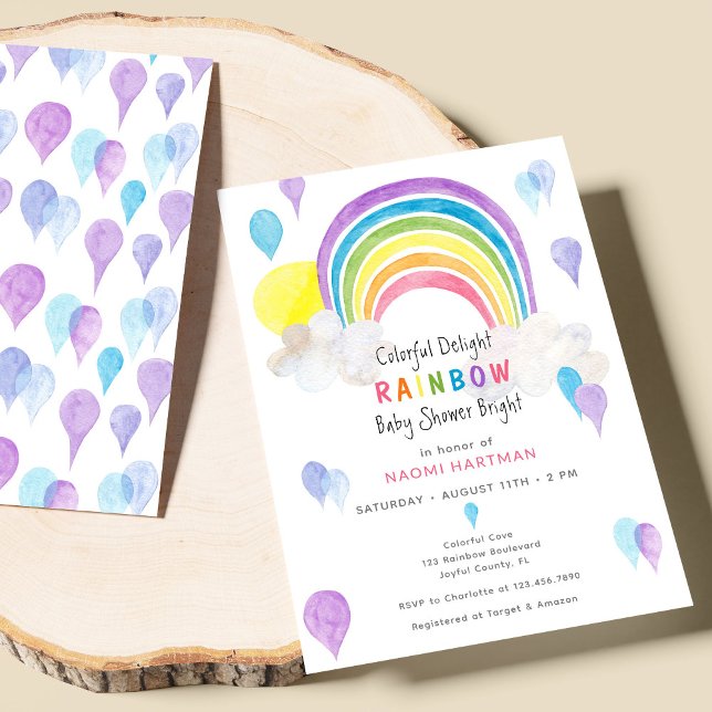 Colourful Watercolor Rainbow Of Fun Baby Shower Invitation (Creator Uploaded)