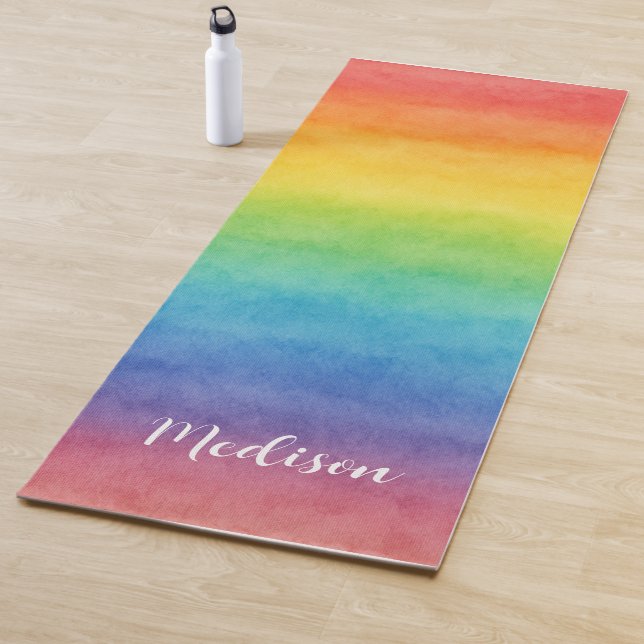 Colourful Watercolor Rainbow  Yoga Mat (In Situ)