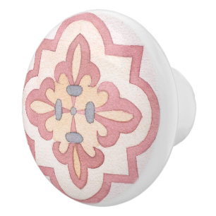 Colourful watercolor Retro flowers for kitchen pin Ceramic Knob