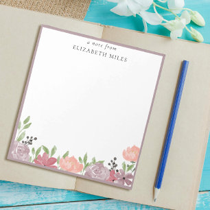 Colourful Watercolor Roses Flowers Border Custom Notepad