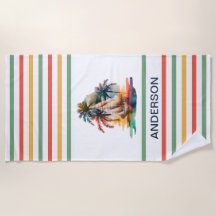 Colourful Watercolor Sailboat Monogramed 