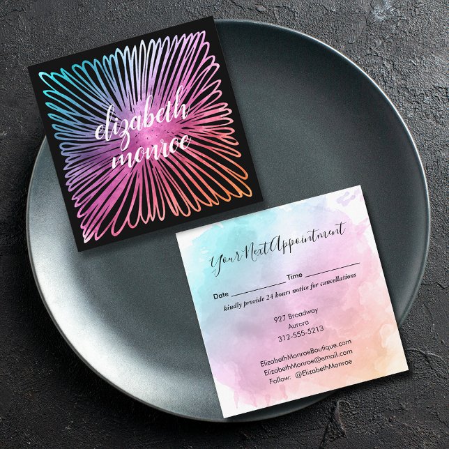Colourful Watercolor Salon Appointment Card (Creator Uploaded)