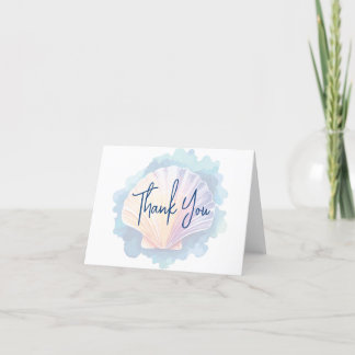 Colourful Watercolor Scallop Seashell Thank You Card