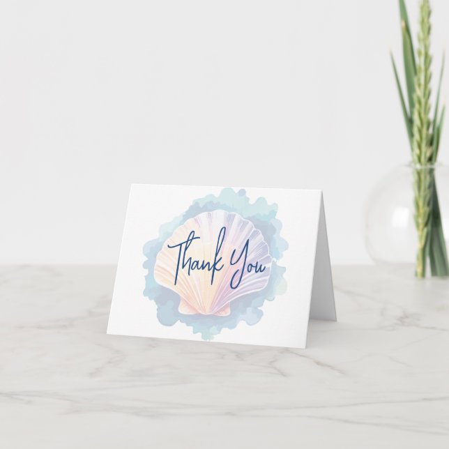 Colourful Watercolor Scallop Seashell  Thank You Card (Front)
