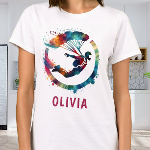 Colourful Watercolor Skydiver Personalized T-Shirt
