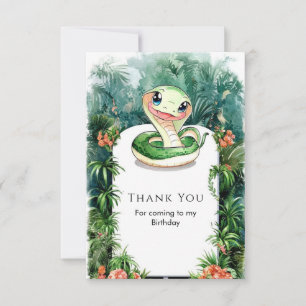 Colourful Watercolor Snake Birthday Thank You Card