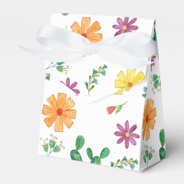 Colourful Watercolor Spanish Fiesta Favour Box (Front Side)