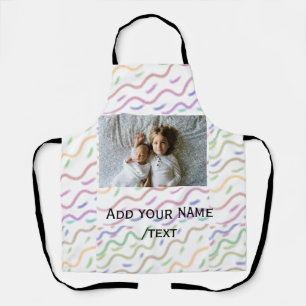 Colourful watercolor spiral pattern add photo name apron