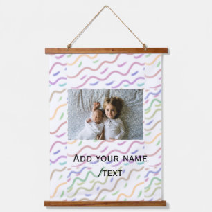 Colourful watercolor spiral pattern add photo name hanging tapestry