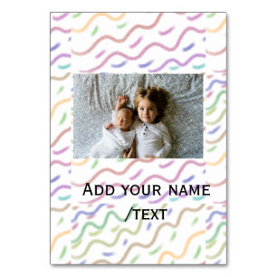 Colourful watercolor spiral pattern add photo name table number