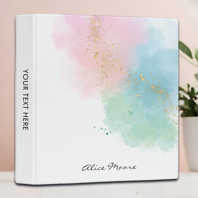Colourful Watercolor Splash & Delicate Script Name Binder (Creator Uploaded)