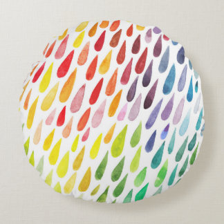 Colourful Watercolor Splash Set Round Pillow