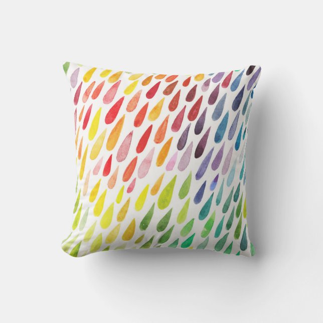 Colourful Watercolor Splash Set Throw Pillow (Front)
