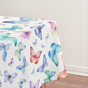 Colourful Watercolor Spring Butterfly Pattern Tablecloth
