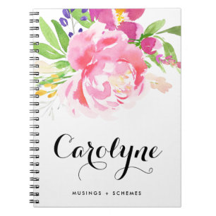 Colourful Watercolor Spring Floral Posy Custom Notebook