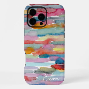 Colourful Watercolor Stripe Brush Strokes iPhone 16 Pro Max Case
