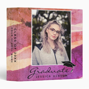 Colourful Watercolor Stripes Graduation Photo Albu Binder