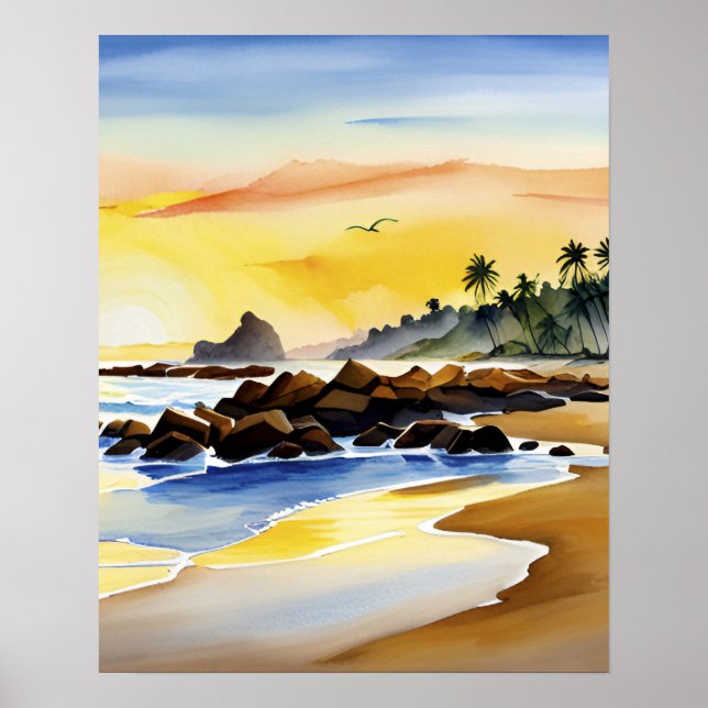 Colourful Watercolor Summer Beach Vacation  Poster (Front)