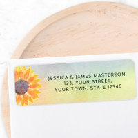 Colourful Watercolor Sunflower Return Address