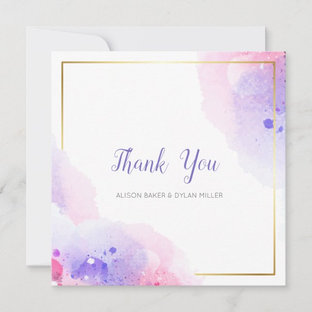 Colourful Watercolor Thank You Card (Front)