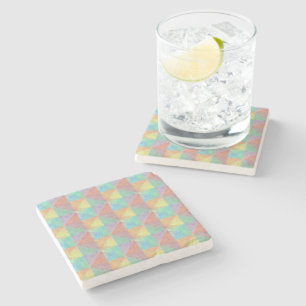 Colourful Watercolor Triangles Pattern Stone Coaster