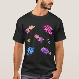 Colourful Watercolor Tropical Fish and Coral T-Shirt